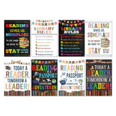 Jinniee Set 4 pcs Colorful Reading Posters For Classroom Library Decorations For School - Reading Bulletin Board Sets, Reading Posters For Elementary School, Reading Corner Decor (Set 4pcs Reading)